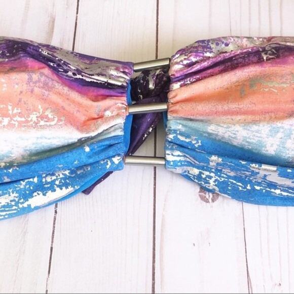 Carmen Marc Valvo Bandeau‎ Bikini Top Passion Fruit Large NWT - Picture 2 of 9